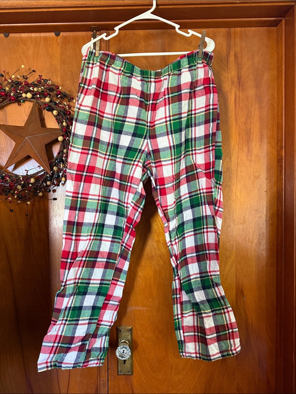 Plaid Holiday Lounge Pants in Red, Green, White